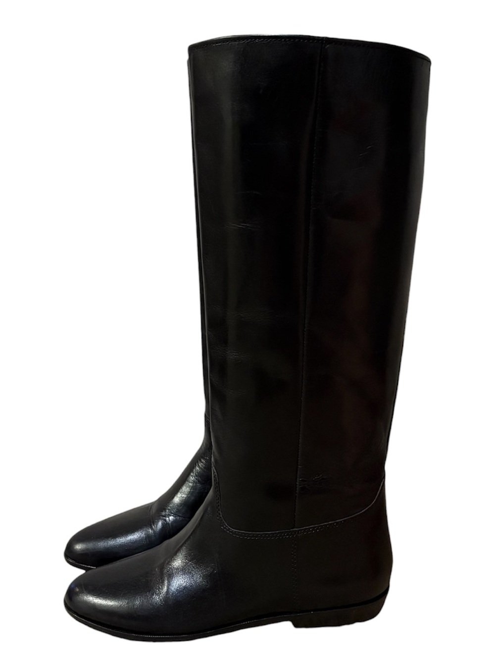 Vtg 9 West Nine West Laureen 2 Black Leather Riding Boots Sz 7.5 Made In Brazil